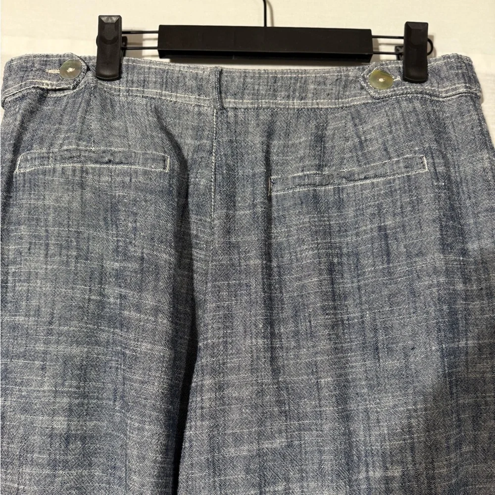 Zara Wide-Leg Linen Blend Trousers in Heathered Blue Size Large